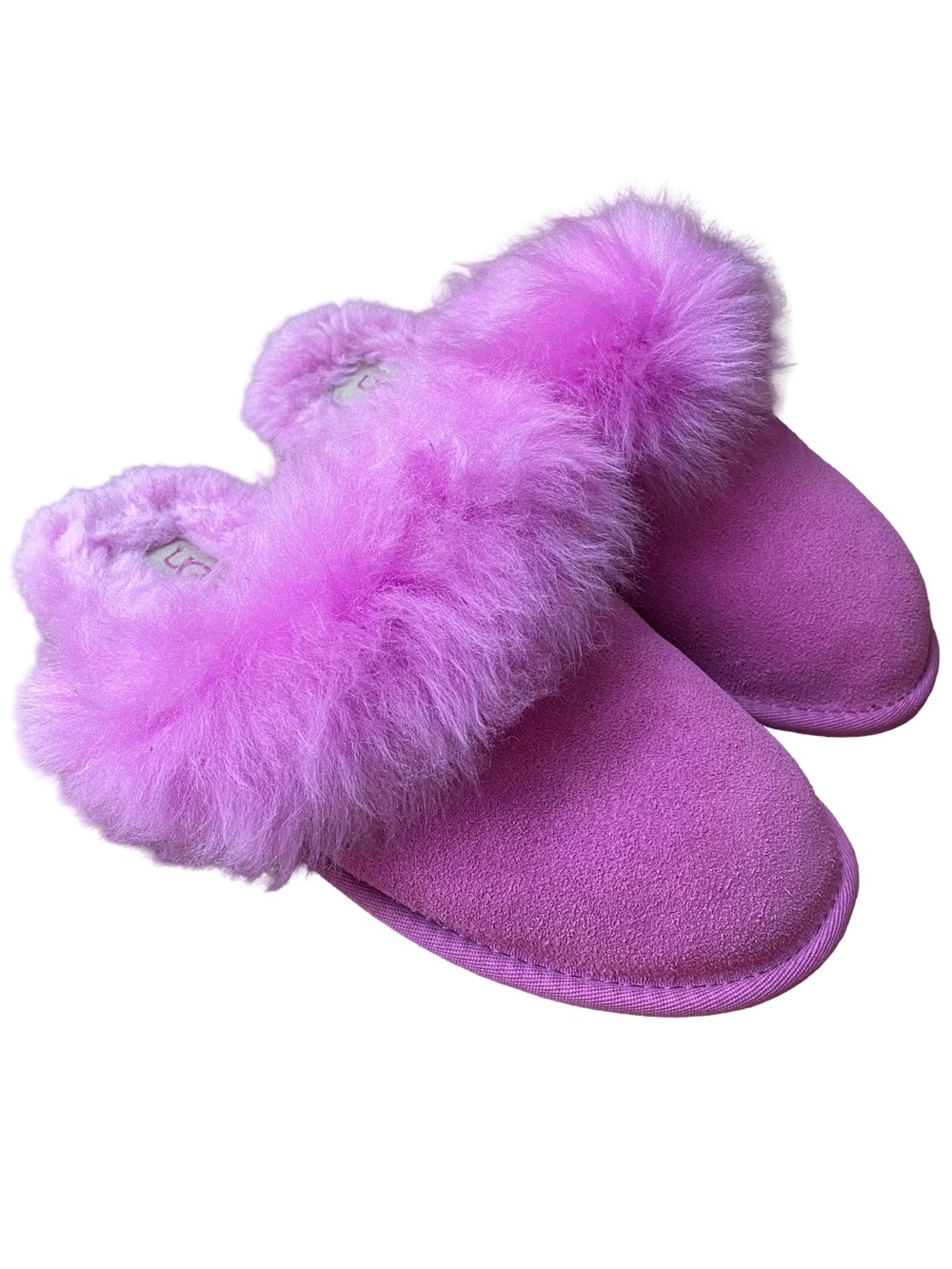 UGG Scuff Sis fuschia purple suede faux fur fluffy shearling slippers size 8